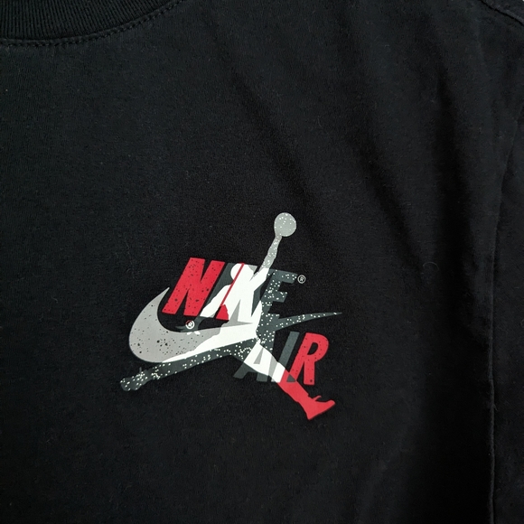 Nike Air Jordan M Jumpman Classics Mash-up Tee Black Red Colorblock ShortSleeve - Picture 3 of 11